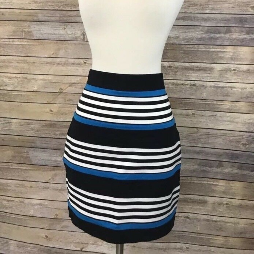 EXPRESS Dark Turquoise Black Striped Knee Length